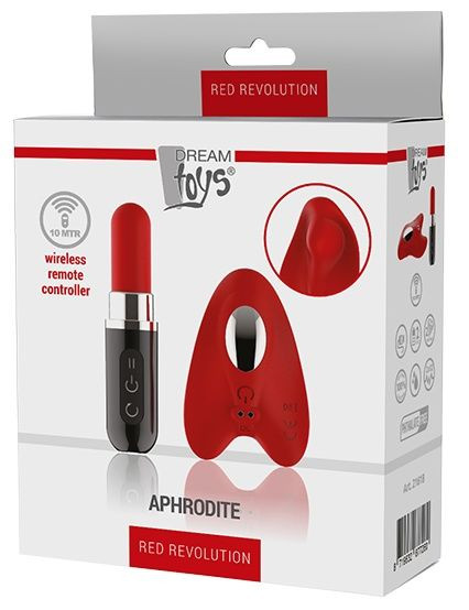 Красная насадка в трусики с пультом-помадой APHRODITE Красная насадка в трусики с пультом-помадой APHRODITE