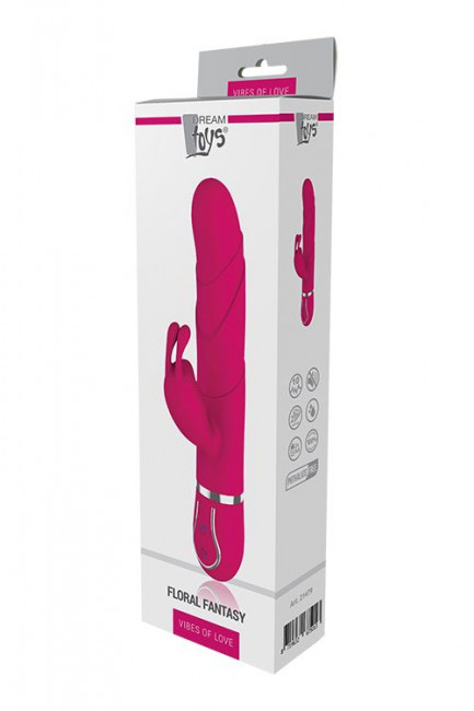 Розовый вибратор-кролик 10-SPEED FLORAL FANTASY - 22 см.