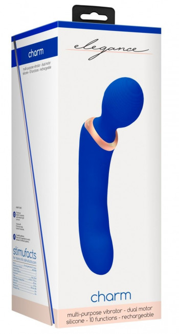 Синий двусторонний вибратор Charm - 18 см. Синий двусторонний вибратор Charm - 18 см.