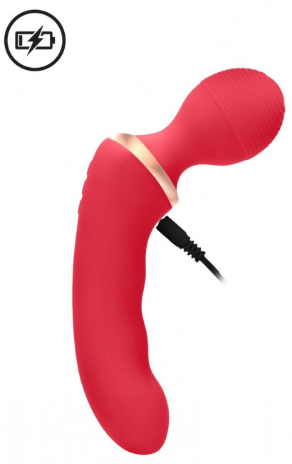 Красный двусторонний вибратор Charm - 18 см. Красный двусторонний вибратор Charm - 18 см.