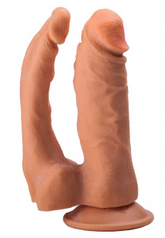 Двойной гелевый фаллоимитатор на присоске - 15 см.