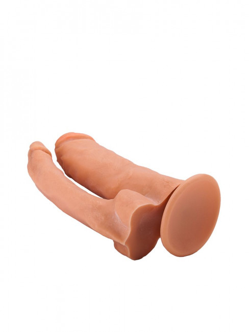 Двойной гелевый фаллоимитатор на присоске - 15 см. Двойной гелевый фаллоимитатор на присоске - 15 см.