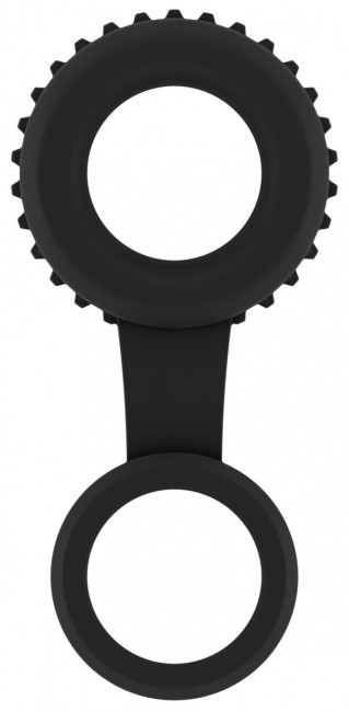 Черное кольцо для пениса и мошонки N 47 Cockring with Ball Strap