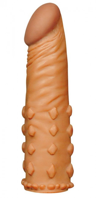 Коричневая насадка-удлинитель Add 2" Pleasure X Tender Penis Sleeve - 18 см.