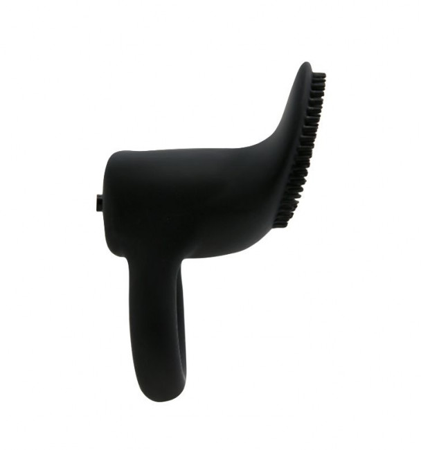 Чёрное эрекционное кольцо со стимулятором клитора с вибрацией