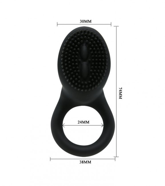 Чёрное эрекционное кольцо со стимулятором клитора с вибрацией