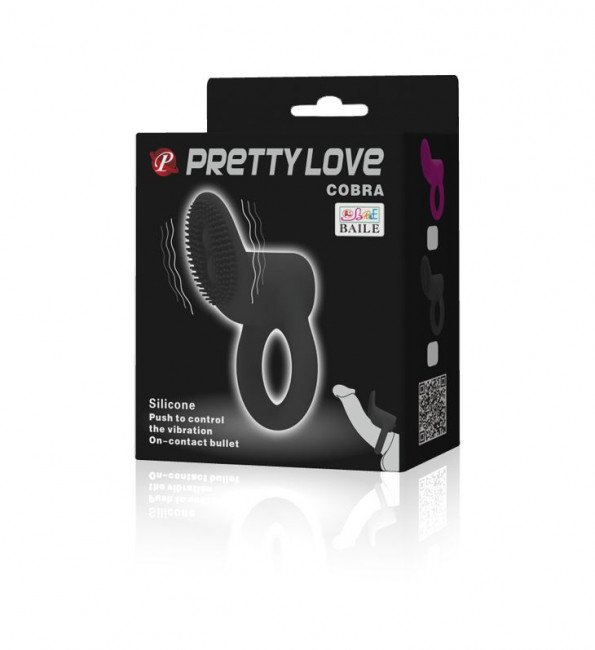 Чёрное эрекционное кольцо со стимулятором клитора с вибрацией