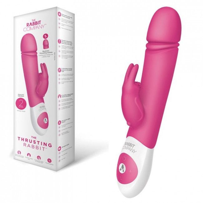 Розовый вибратор с функцией толкания Thrusting Rabbit Розовый вибратор с функцией толкания Thrusting Rabbit