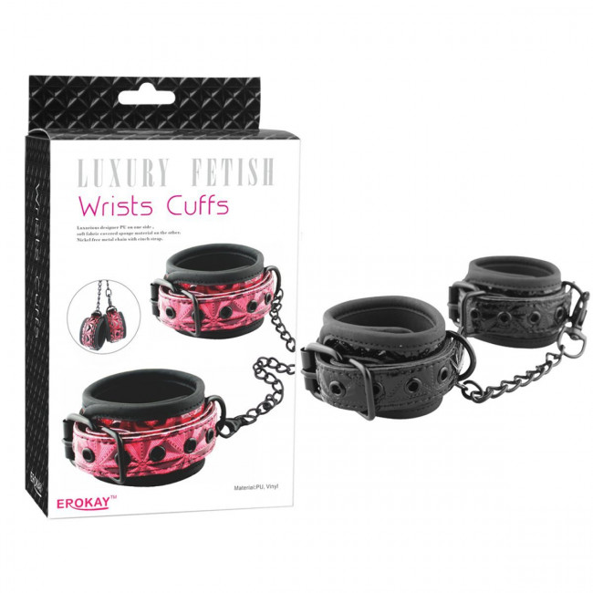 Чёрные кожаные наручники с геометрическим узором Чёрные кожаные наручники с геометрическим узором