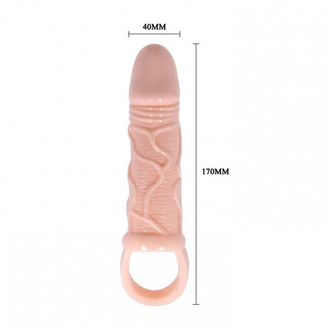 Телесная вибрирующая насадка на пенис с подхватом для мошонки - 17 см. Телесная вибрирующая насадка на пенис с подхватом для мошонки - 17 см.