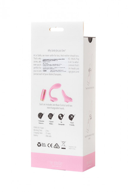 Розовый вибратор Le Stelle PERKS SERIES EX-3 с двумя сменными насадками Розовый вибратор Le Stelle PERKS SERIES EX-3 с двумя сменными насадками