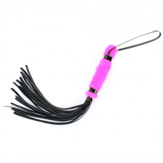 Плеть из лака с розовым мехом BDSM Light - 43 см.
