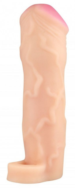 Телесный реалистичный фаллоудлинитель с петлей - 16 см. Телесный реалистичный фаллоудлинитель с петлей - 16 см.