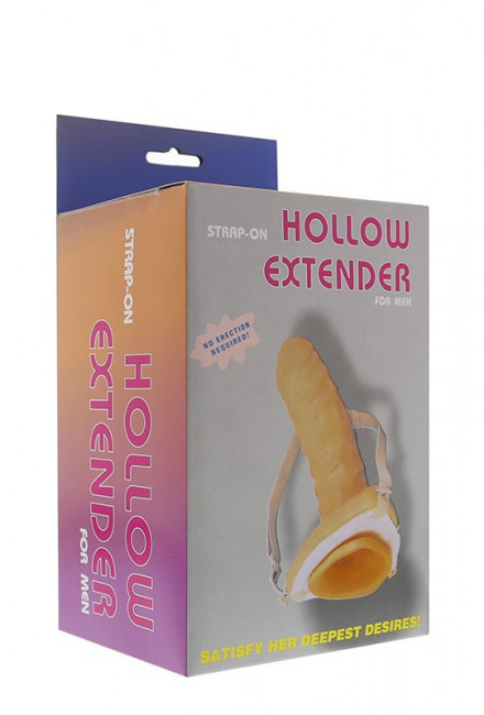 Полый телесный фаллопротез на ремнях - 18,5 см. Полый телесный фаллопротез на ремнях - 18,5 см.