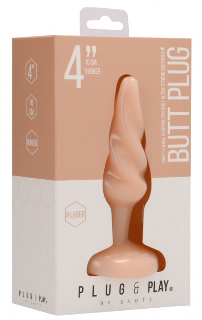 Телесная витая анальная пробка Rounded 4 Inch - 10 см.