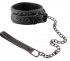 Чёрный кожаный ошейник с поводком Collar With Leash 