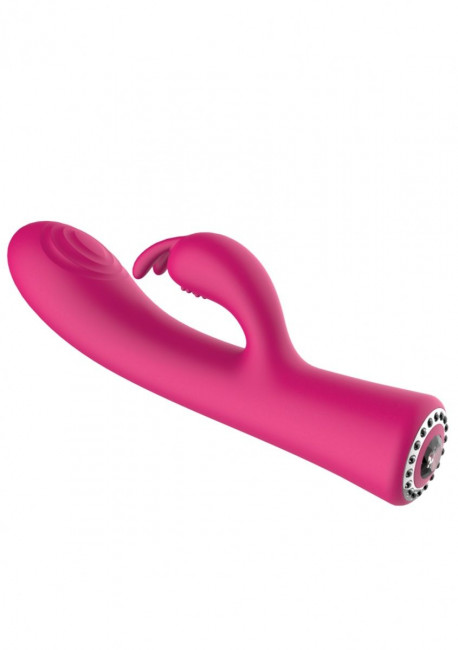 Розовый вибромассажер-кролик Lux - 20 см.