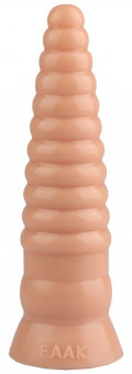 Телесный конический рельефный анальный фаллоимитатор - 22,5 см. 