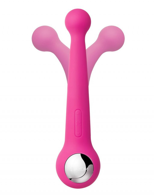 Вибратор Bonnie Plum Red с 2 моторами и гнущейся головкой - 20 см.