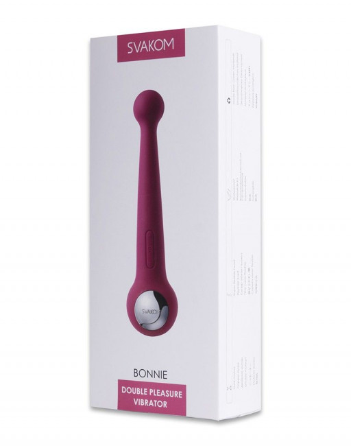 Вибратор Bonnie Plum Red с 2 моторами и гнущейся головкой - 20 см.