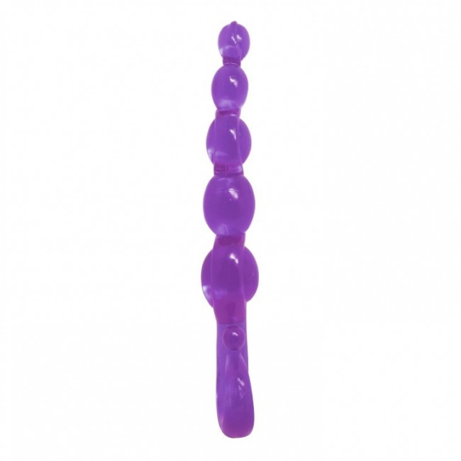 Фиолетовый анальный стимулятор-цепочка - 22 см. Фиолетовый анальный стимулятор-цепочка - 22 см.