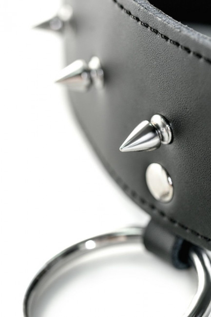 Чёрный кожаный ошейник с шипами Чёрный кожаный ошейник с шипами