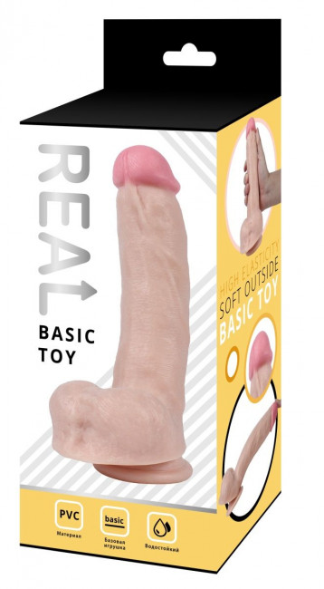 Телесный реалистичный фаллоимитатор с мошонкой Real - 23 см. Телесный реалистичный фаллоимитатор с мошонкой Real - 23 см.