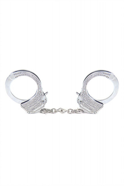 Серебристые наручники Romfun из металла со стразами Серебристые наручники Romfun из металла со стразами