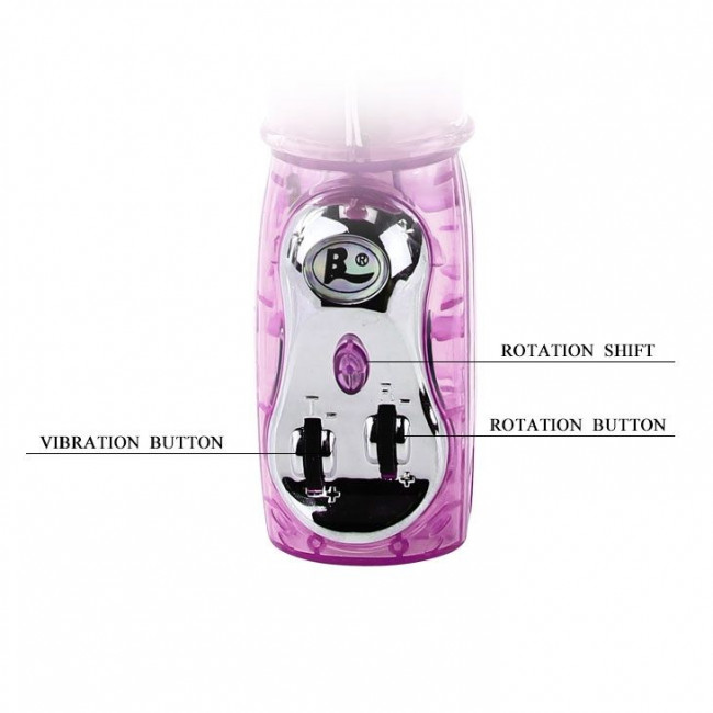 Вибромассажер с ротацией, возвратно-поступательным движением и стимулятором клитора - 29 см.