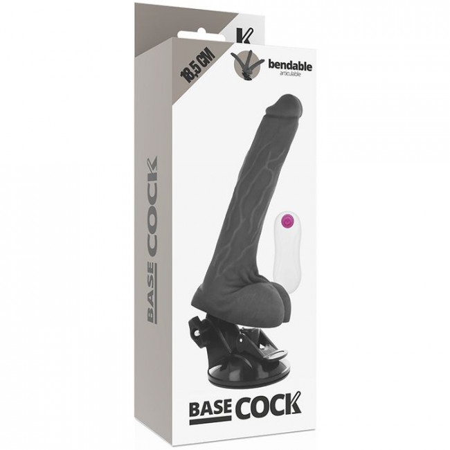 Черный вибратор на мощной присоске Basecock Realistic Vibrator Remote Control - 18,5 см. Черный вибратор на мощной присоске Basecock Realistic Vibrator Remote Control - 18,5 см.