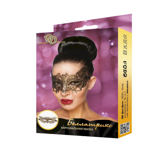 Золотистая карнавальная маска "Беллатрикс" Золотистая карнавальная маска "Беллатрикс"