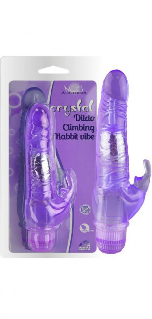 Фиолетовый вибратор Crystal Dildo Climbing Rabbit Vibe - 22 см. Фиолетовый вибратор Crystal Dildo Climbing Rabbit Vibe - 22 см.