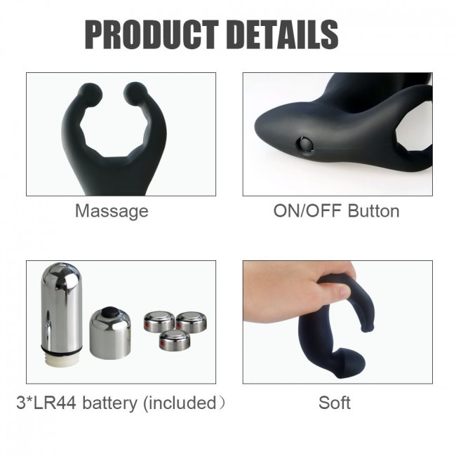 Чёрный вибромассажер для стимуляции точки G и клитора Чёрный вибромассажер для стимуляции точки G и клитора