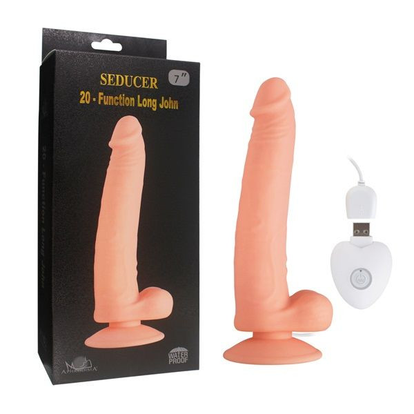 Телесный вибратор SEDUCER 20 Function Long John - 21,5 см.