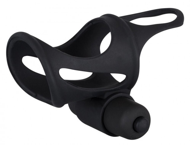 Чёрная насадка на пенис с вибропулей BLACK VELVETS Чёрная насадка на пенис с вибропулей BLACK VELVETS