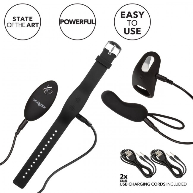 Черный вибронабор для двоих Silicone Remote Foreplay Set Черный вибронабор для двоих Silicone Remote Foreplay Set