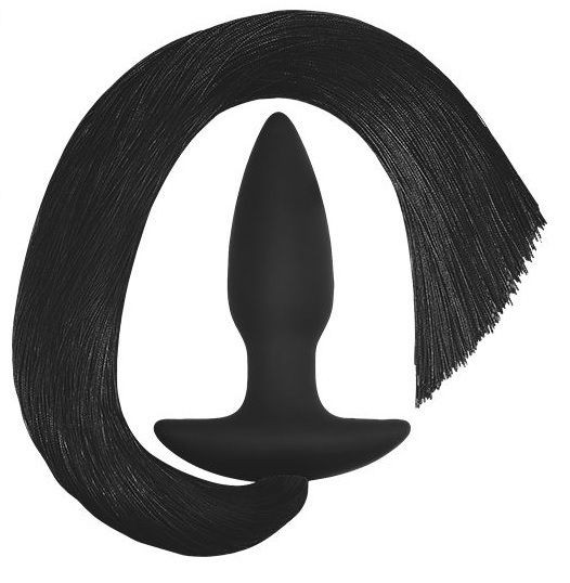 Черная анальная пробка с хвостом Silicone Anal Plug with Pony Tail Черная анальная пробка с хвостом Silicone Anal Plug with Pony Tail