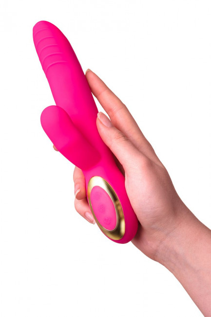 Розовый вибратор с подогревом для двойной стимуляции JOS NEGA - 22 см. Розовый вибратор с подогревом для двойной стимуляции JOS NEGA - 22 см.