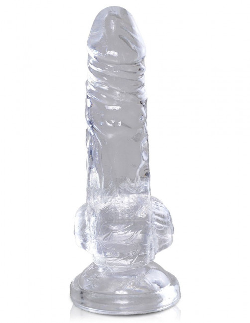 Прозрачный фаллоимитатор King Cock Clear 4" Cock with Balls - 12,7 см.