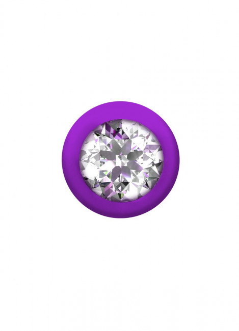 Фиолетовая анальная цепочка с кристаллом Buddy - 17,7 см.