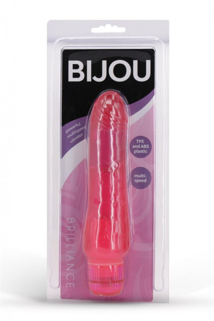 Розовый вибратор с богатым рельефом поверхности BRILLIANCE - 17 см. Розовый вибратор с богатым рельефом поверхности BRILLIANCE - 17 см.