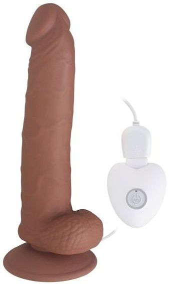 Коричневый вибратор SEDUCER 20 Function Perfect Peter - 20,5 см.
