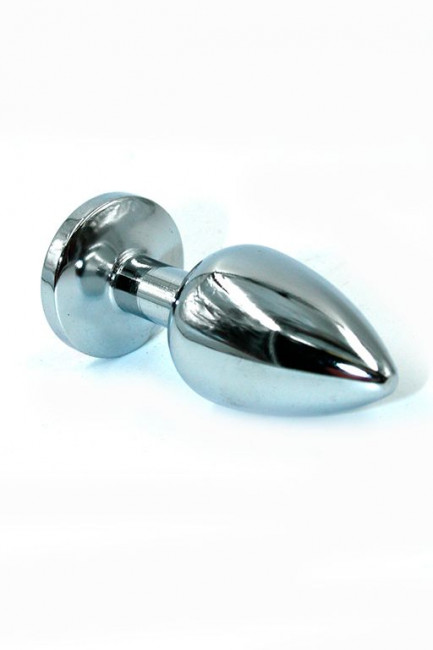 Серебристая хромированная анальная пробка с красным кристаллом - 7 см. Серебристая хромированная анальная пробка с красным кристаллом - 7 см.