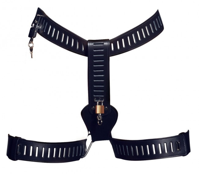 Черный кожаный пояс целомудрия Черный кожаный пояс целомудрия