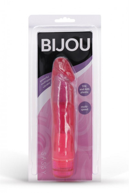 Розовый вибромассажёр SASSY - 18 см.