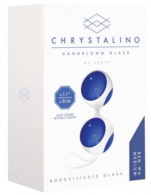 Синие стеклянные вагинальные шарики Ben Wa Medium в белой оболочке Синие стеклянные вагинальные шарики Ben Wa Medium в белой оболочке