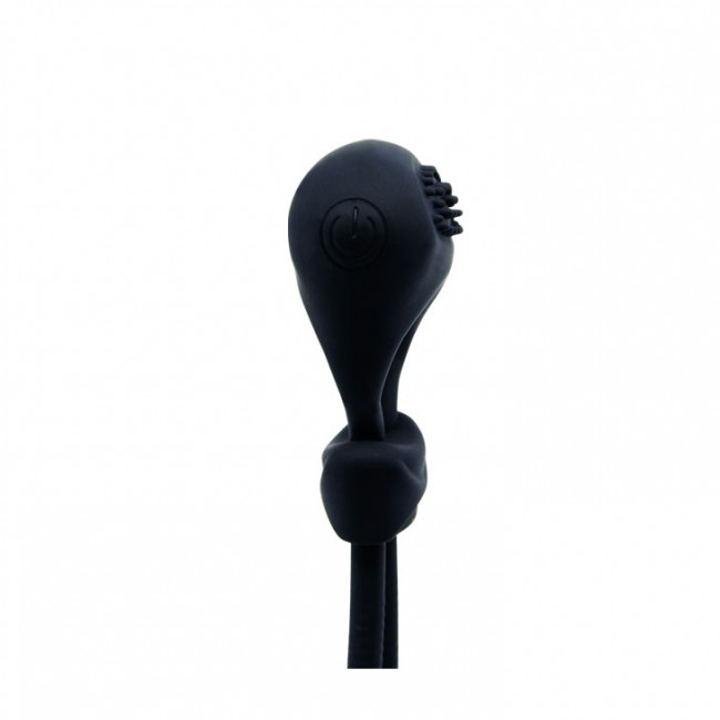 Чёрное лассо на пенис с вибрацией Чёрное лассо на пенис с вибрацией