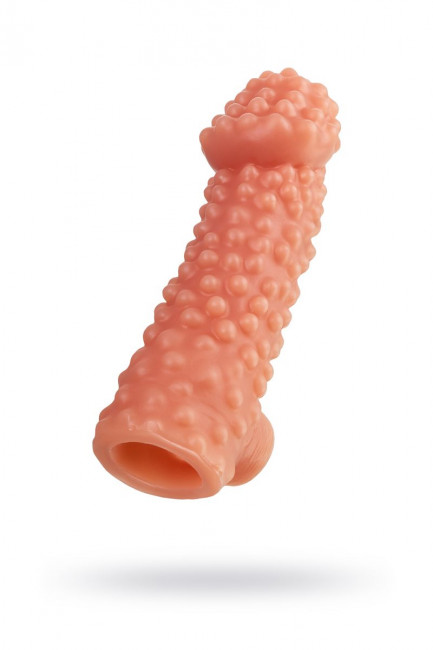 Телесная насадка на фаллос с отверстием для мошонки - 15,6 см. Телесная насадка на фаллос с отверстием для мошонки - 15,6 см.