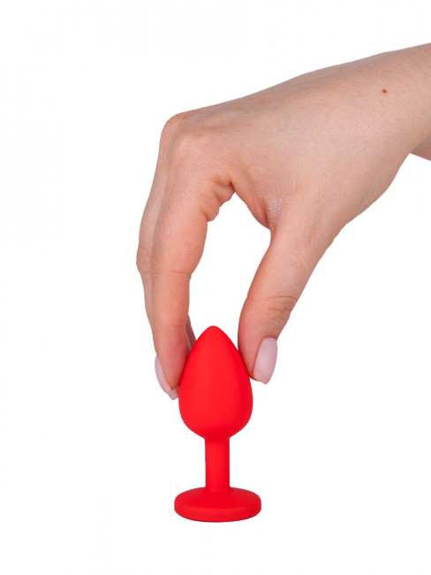 Красная анальная втулка с малиновым кристаллом - 7,3 см. Красная анальная втулка с малиновым кристаллом - 7,3 см.