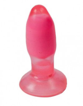 Розово-красная анальная пробка с вибрацией - 10 см.